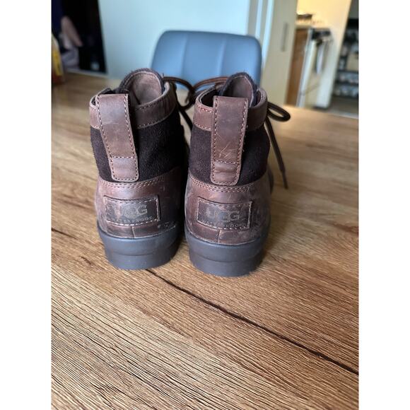 UGG Heather Brown Leather Sheepwool Waterproof Duck Boots Womens Size 5 - Picture 5 of 7